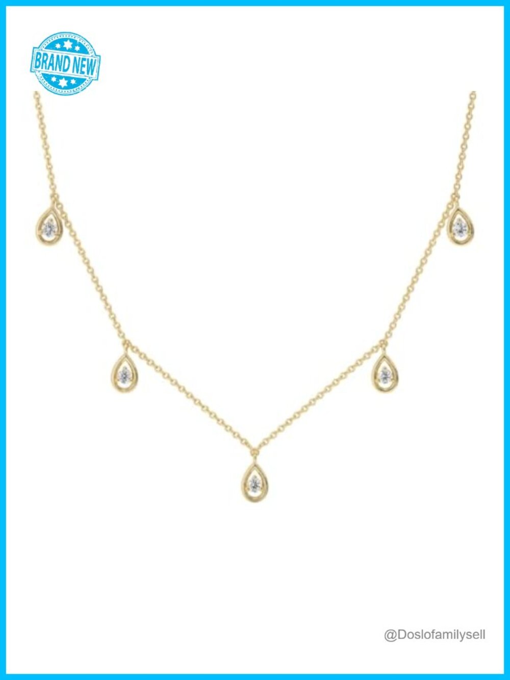 14kt Gold Plated Sterling Silver Lab-Grown Diamond Tear Drop Pendant Necklace